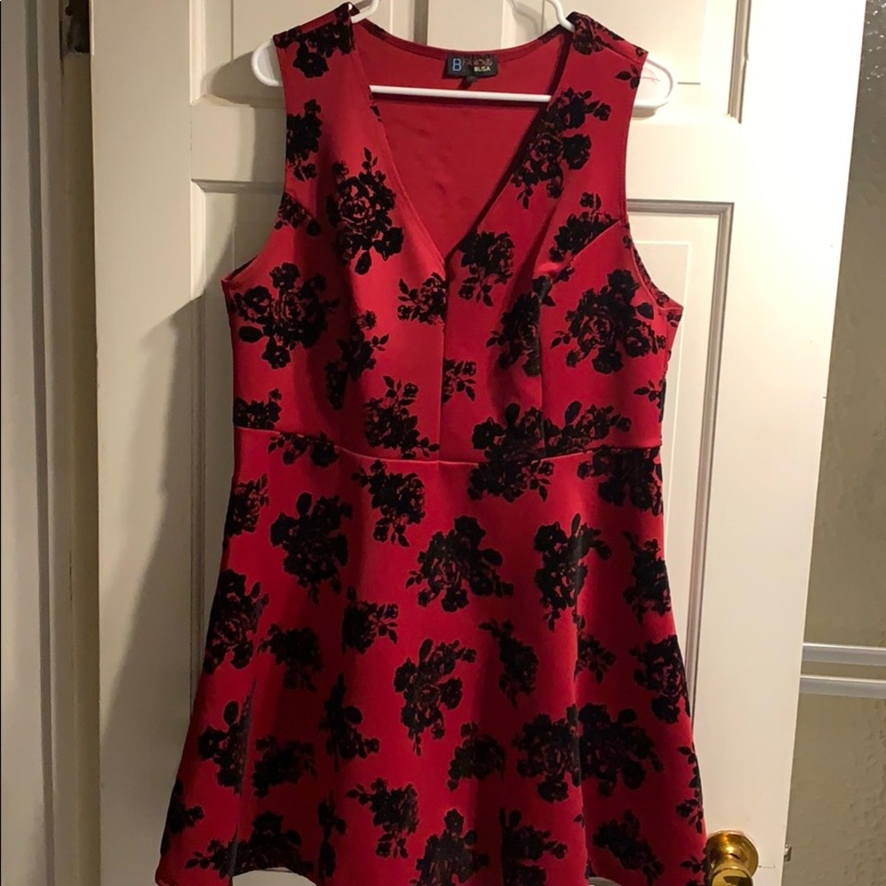 Floral pattern red dress